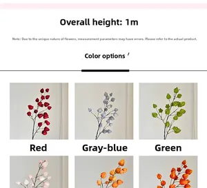 Detail of 1m faux lantern fruit branches in various colors for home floral decor