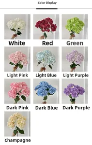 Detailed color selection guide for 5-head silk hydrangea artificial flower bouquets