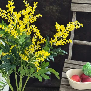 Branches de mimosa artificielles jaunes réalistes pour la décoration intérieure et florale