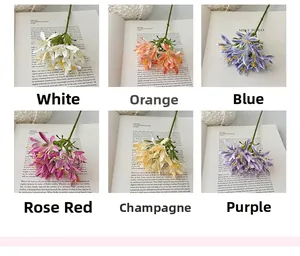 Detailed view of artificial Agapanthus silk flowers in six elegant colors for home decor
