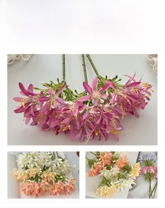 Detailed macro view of artificial Agapanthus petals and stamens with silk texture