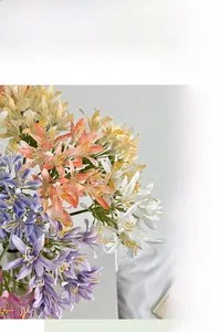 Macro detail of artificial Agapanthus petals in soft purple and pink for home decor