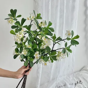 Branches de pittosporum imprimées en 3D avec fleurs blanches pour la déco