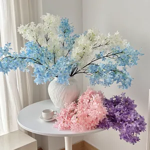 Elegant Artificial Lilac Cherry Blossom Silk Flower Branches For Home Living Room Wedding Party Decor Fake Flowers Floral Arrangement