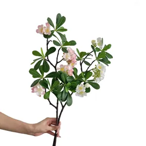 Branche de Pittosporum artificielle imprimée en 3D avec fleurs blanches et roses de déco