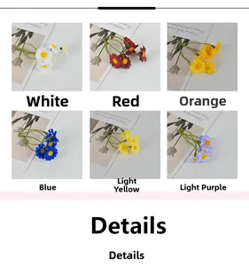 Détails de têtes de marguerites artificielles en six couleurs pour décorations DIY