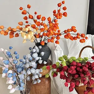 Artificial lantern fruit branches in various colors for elegant home flower arrangement