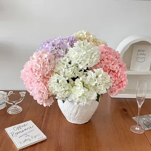 5 Heads French Large Hydrangea Artificial Flowers Silk Fabric Realistic Faux Hydrangea For Wedding Party Home Decor Floral Arrangement