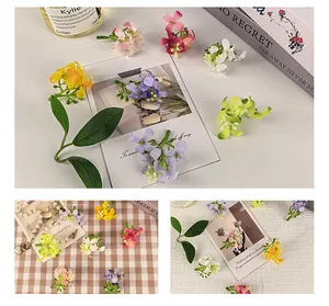 Vue macro de têtes de fleurs d'osmanthus en soie pour épingles à cheveux DIY
