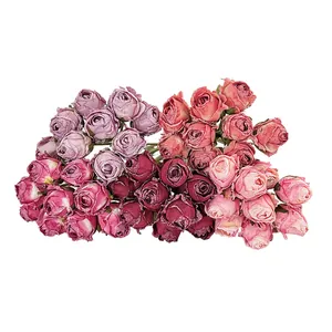 Bouquet de roses artificielles rétro avec bords brûlés pour arrangements floraux vintage