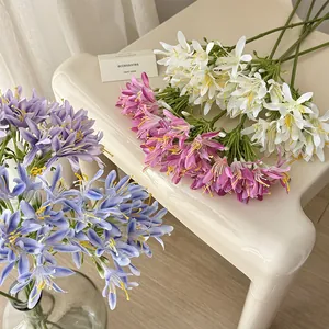 Artificial Agapanthus silk flowers in white pink and blue for home table decor