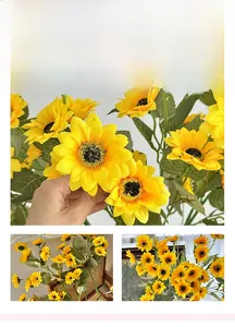 Close-up of artificial sunflower petals with vivid texture and dark brown florets