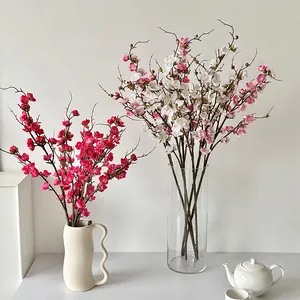Artificial Plum Blossom Branch Silk Flower For Home Decor Chinese Style Simulation Peach Blossom For Living Room Wedding Party Photography Props