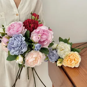 Bouquet de pivoines artificielles réalistes en couleurs variées pour déco de table
