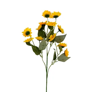 Artificial multi-head sunflowers with bright yellow petals for home wedding decoration