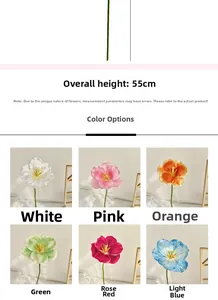 Close-up of 55cm 3D printed lifelike tulips available in six vibrant decorative colors