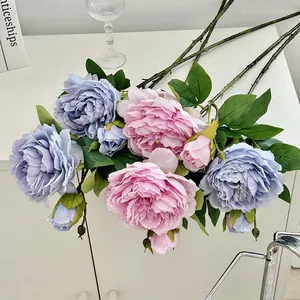 Bouquet de pivoines artificielles rose et violet pour décoration de table et photographie