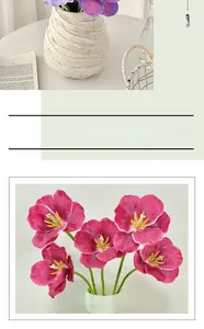 Close-up of pink 3D printed tulip petals and textured matte ceramic vase decor