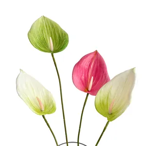 Fiori di anthurium artificiali 3D in verde, rosa e bianco per decorazioni di nozze