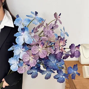 3D Printed Artificial Phalaenopsis Orchid Satin Flower Long Stem Vanda Orchid For Home Wedding Hotel Table Decoration
