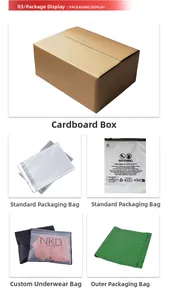 Various packaging options including custom frosted zipper bags and cardboard shipping boxes