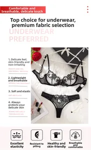 Détails d'un ensemble de lingerie en dentelle noire avec broderie florale délicate et fine
