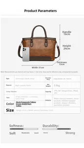 Detailed size specifications for the vintage crocodile pattern leather handbag with strap