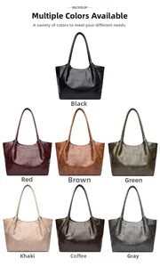 Collage showing seven classic colors of large capacity leather tote bags for women