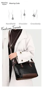 Three-way carry leather handbag with crocodile pattern showing tote, shoulder, and crossbody style