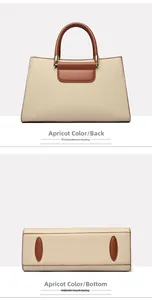 Détails du sac à main en cuir beige montrant l'arrière et le fond avec des clous de protection