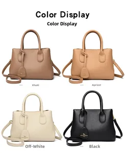 Litchi pattern leather handbags in khaki, apricot, white and black with kangaroo charms