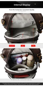 Detail of backpack interior with zipper pocket and compartments for tablet and essentials