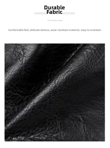 Close-up of black textured leather material showing durable and soft finish detail