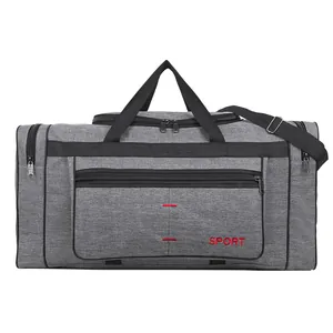 Sac de sport multifonction gris avec broderie rouge et bandoulière robuste
