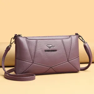 Borsa a Conchiglia in Pelle di Pecora con Giunzione da Donna Piccola Borsa a Tracolla Minimalista con Logo in Metallo Canguro