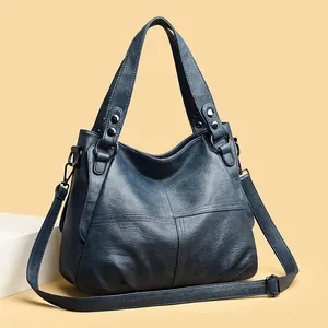 Borsa da Donna in Pelle di Vacca alla Moda Grande Capacità Patchwork Tote Bag per Business Ufficio Pendolarismo Borsa a Tracolla