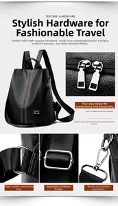Detailed view of dual metal zippers and silver hardware on a lychee pattern leather backpack
