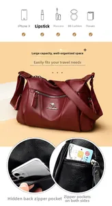 Dettaglio borsa a tracolla bordeaux in pelle litchi con zip laterali e logo a canguro