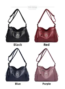 Borse a tracolla in trama litchi disponibili in nero, rosso, blu e viola
