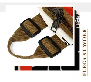 Détail du tissu oxford imprimé, poignées renforcées et fermeture éclair en bronze