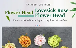 Detailed view of artificial silk rose heads in multiple colors for DIY wedding decor