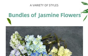 Detail of colorful faux jasmine bouquet for home decor with realistic stems and clusters