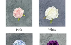 Macro detail of multicolored silk artificial rose heads for wedding and DIY decor