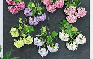 Detailed view of high-quality silk snowball hydrangea petals with natural color gradients