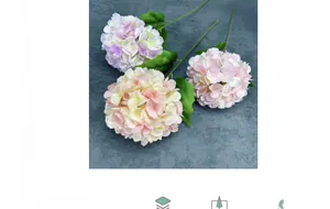 Detailed view of silk hydrangea set with soft purple, cream, and pink petals for decor