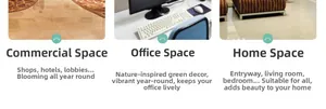 Guide showing faux rose head applications in commercial, office and home interiors