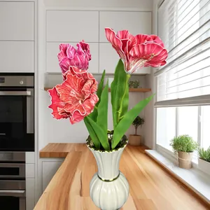 Fleur Artificielle Iris en EVA Réaliste Tige Unique Flore Artificielle pour Mariage Maison Hôtel Déco Pétales à Volants Élégants