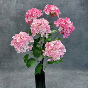 Artificial Snowball Hydrangea Flower 3D Printed Satin Cloth Fake Flowers For Home Wedding Party Decoration Single Stem Faux Floral Bouquet
