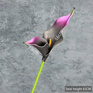 Single purple and grey gradient EVA calla lily flower, 65cm tall for home decoration