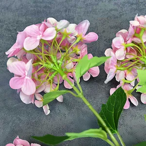 Pink 3-head artificial snowball viburnum silk flowers for home decor and wedding arrangement